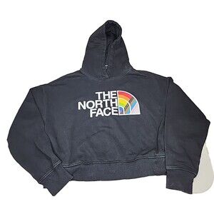 THE NORTH FACE Women’s Cropped Fleece Hoodie Pullover Sweatshirt M Black EUC